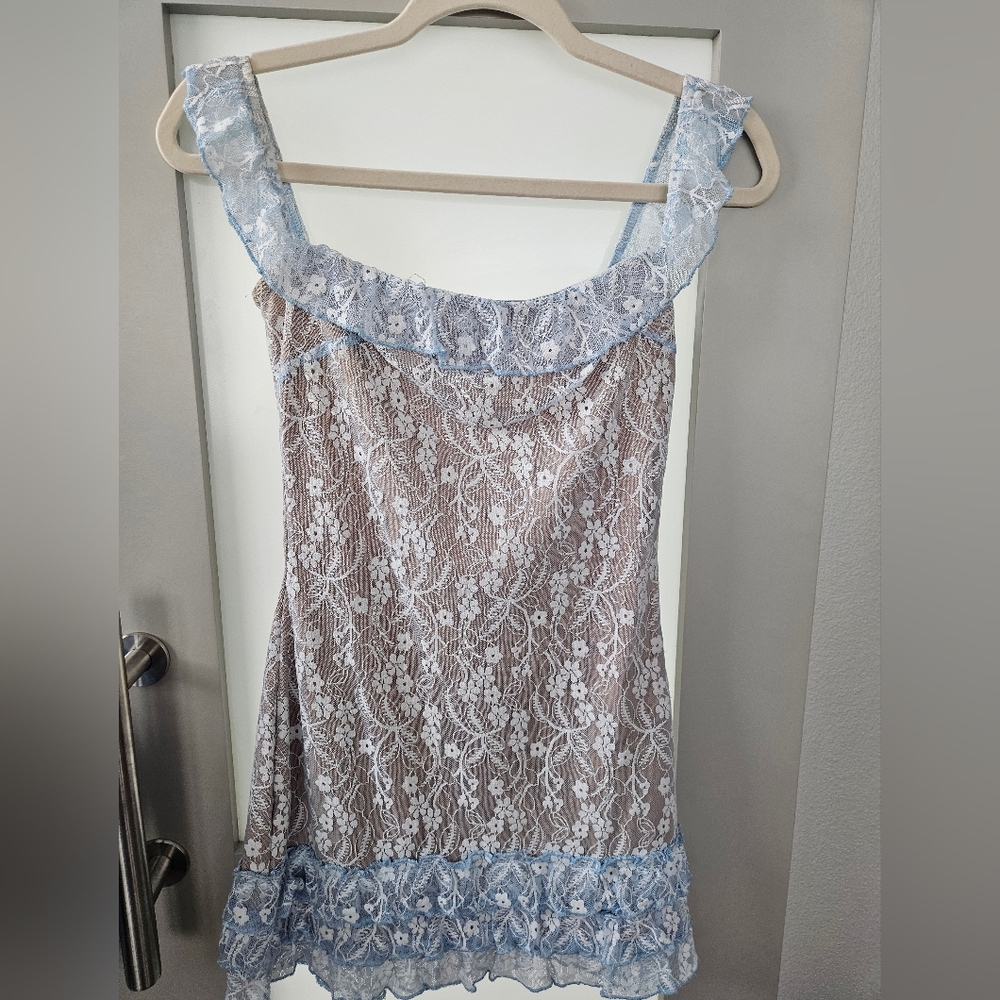 Paradise Lace & Ruffle Off the Shoulder Minidress EDIKTED